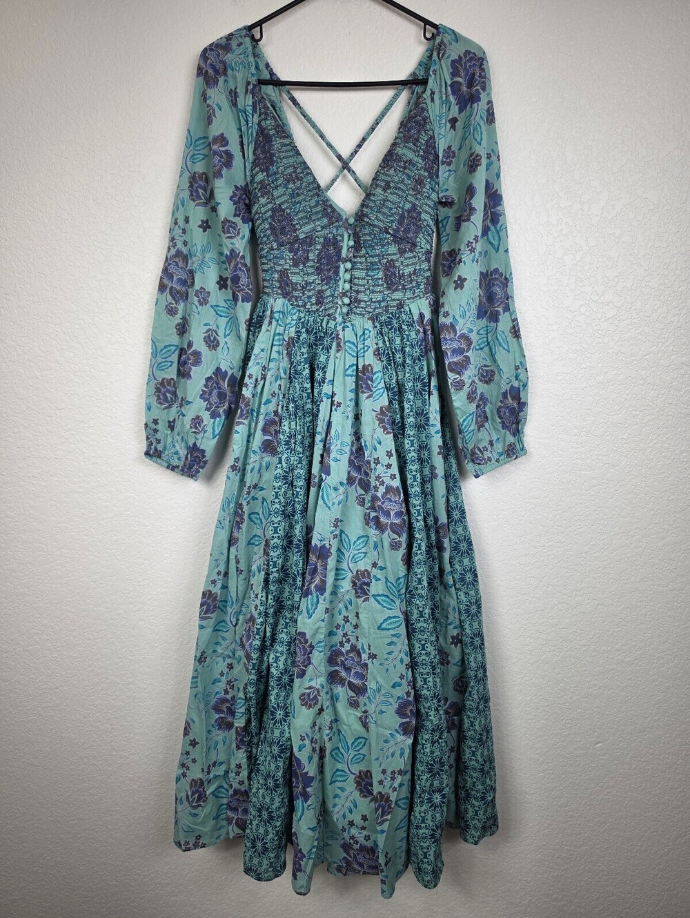 NWT Free People Floral Maxi Dress with Smocked Bodice XS